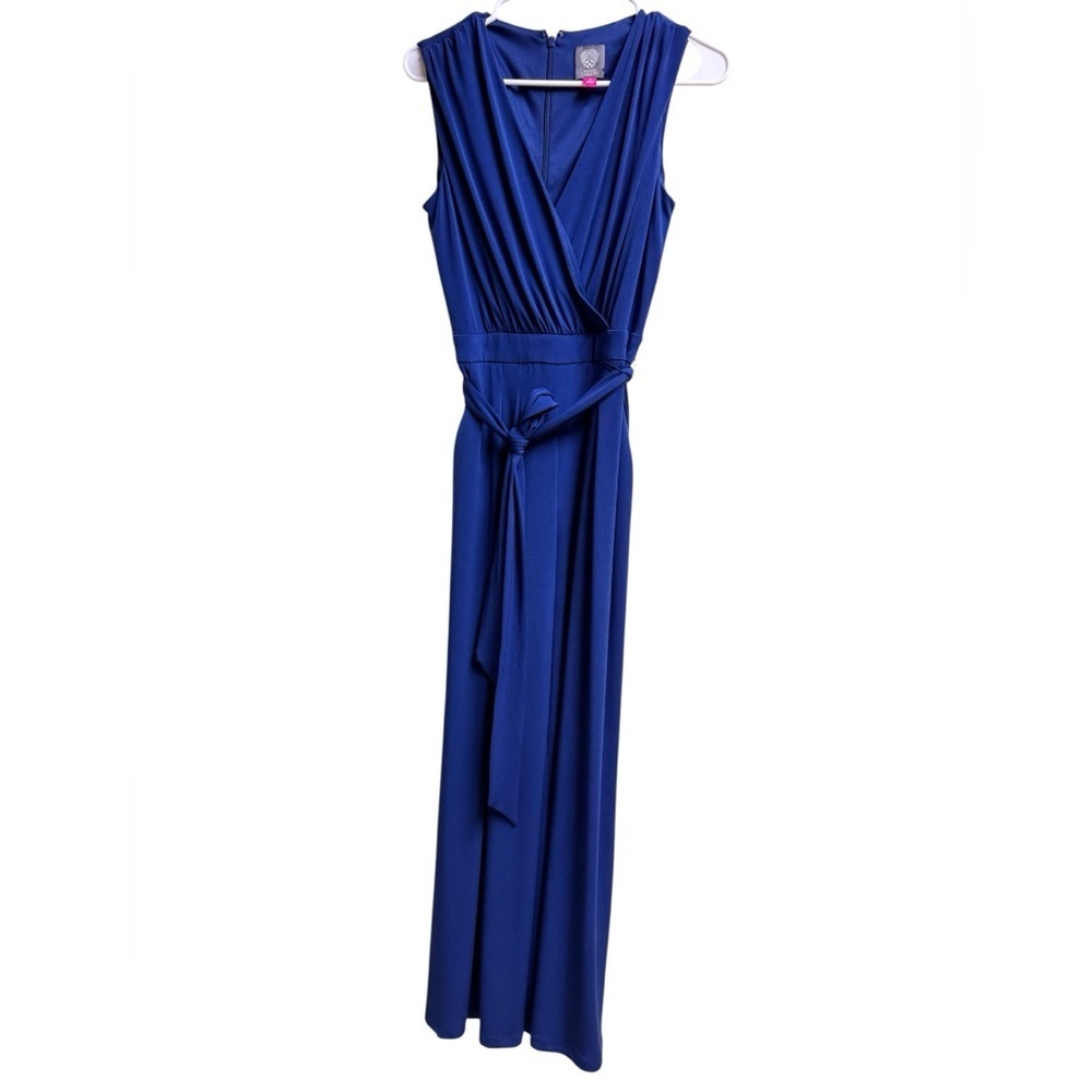 Vince Camuto Women’s Sleeveless Wrap Jumpsuit Blue Tie Waist Size S